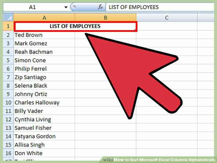 Imagen titulada Tipo Microsoft Excel las Columnas por orden alfabético Paso 1