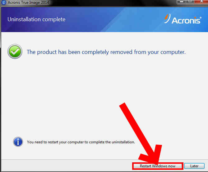 como desinstalar acronis true image