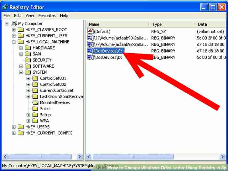 Imagen titulada Cambiar la Letra de Unidad de Windows Utilizando el Registro en Xp Paso 9