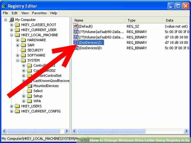 Imagen titulada Cambiar la Letra de Unidad de Windows Utilizando el Registro en Xp Paso 11