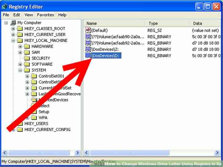 Imagen titulada Cambiar la Letra de Unidad de Windows Utilizando el Registro en Xp Paso 12