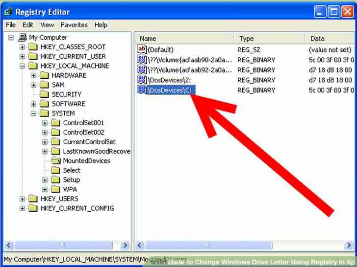 Imagen titulada Cambiar la Letra de Unidad de Windows Utilizando el Registro en Xp Paso 14