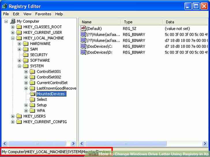 Imagen titulada Cambiar la Letra de Unidad de Windows Utilizando el Registro en Xp Paso 3