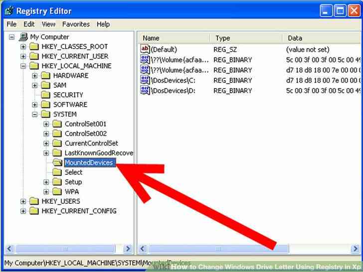 Imagen titulada Cambiar la Letra de Unidad de Windows Utilizando el Registro en Xp Paso 4