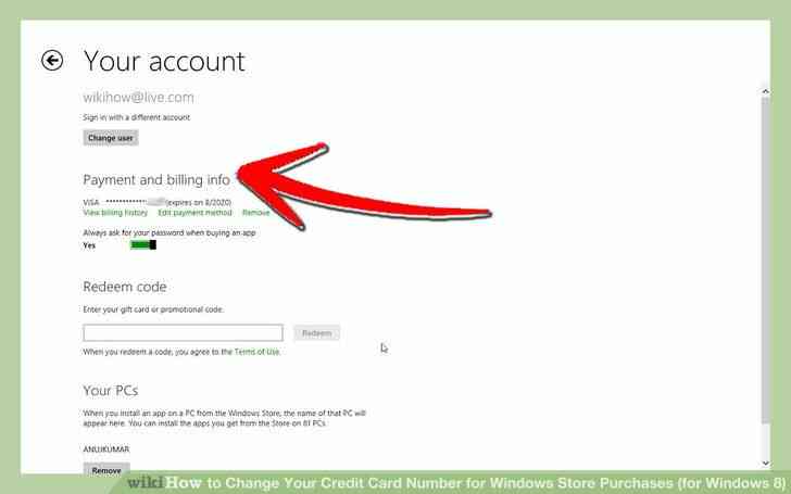 Imagen titulada Cambiar Su Número de Tarjeta de Crédito para las Compras de la Tienda de Windows (Windows 8) Paso 3
