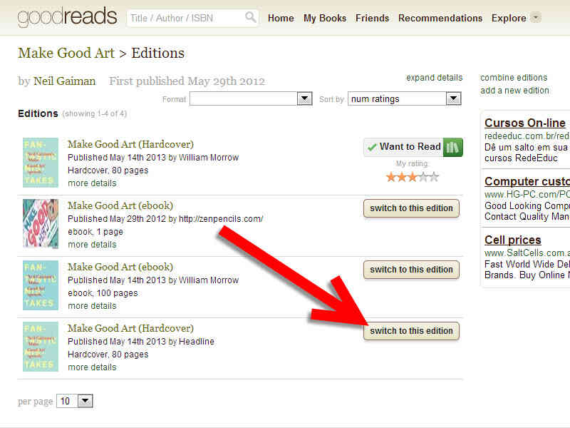Cómo Cambiar la Edición de un Libro en Goodreads
