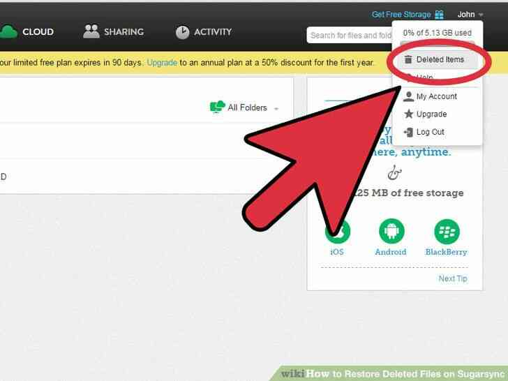Cómo Restaurar Archivos Borrados en Sugarsync